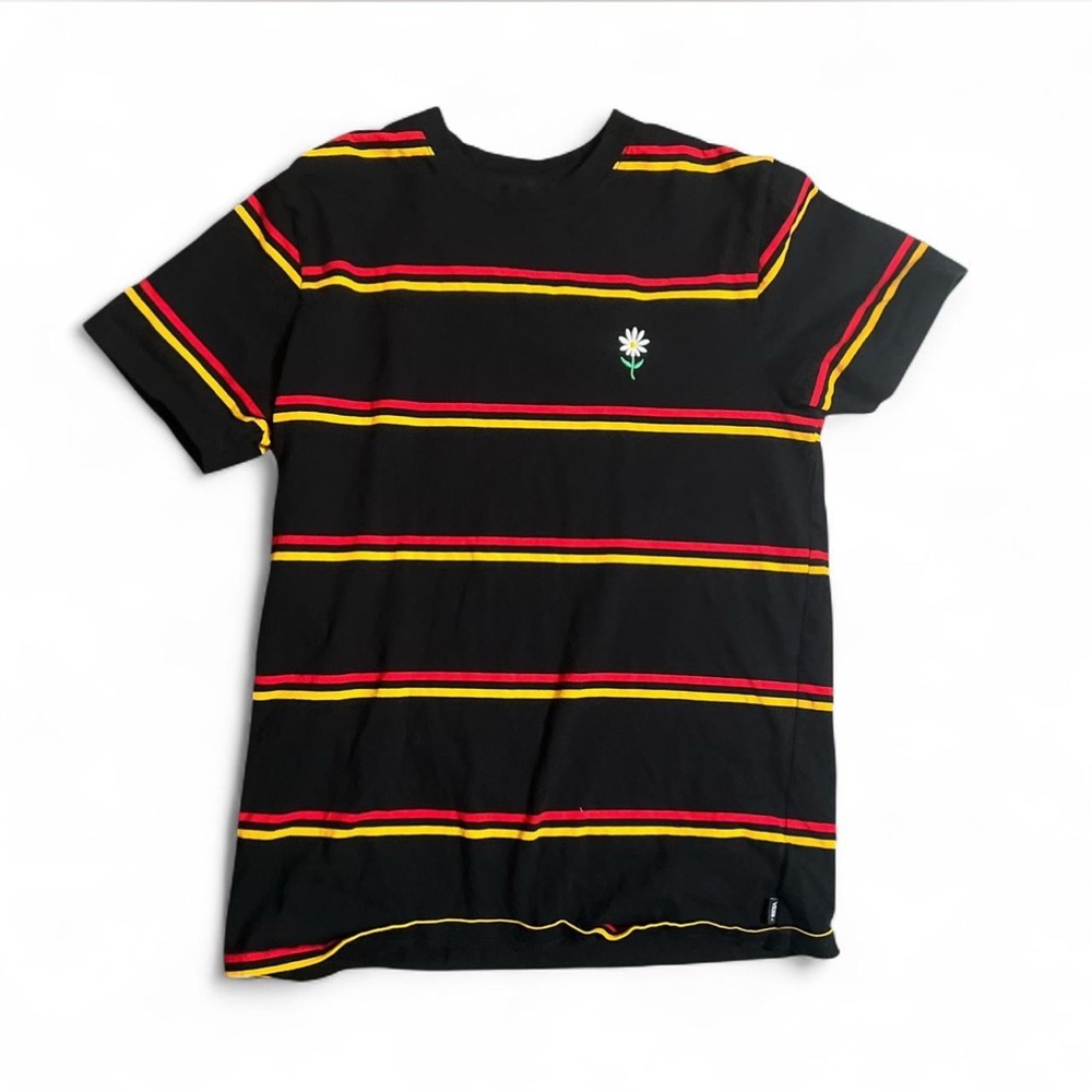 Vans Black Tee with Red and Yellow Stripes